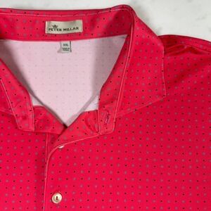 Peter Millar Polo Shirt Mens XXL Red Micro Dot Performance Golf Short Sleeve